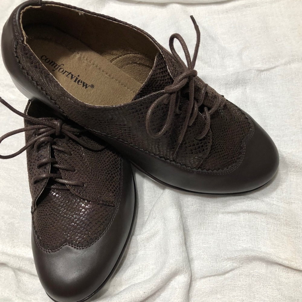 NWOT-Comfortview Snakeskin Wingtip Loafers Sz 8w - Picture 5 of 7